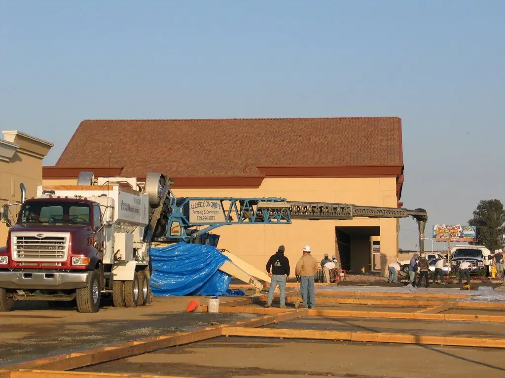 Precision mixer at a commercial building site.